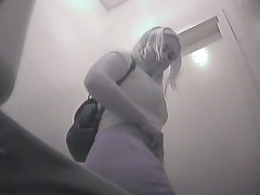 Hot chicks taking turns to piss into spycammed pan
