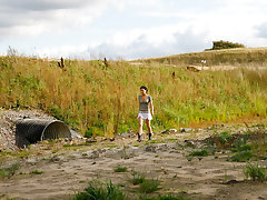 Lonely teenage walker caught peeing near the highway